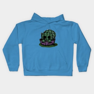 Cactus cat in purple pot Kids Hoodie